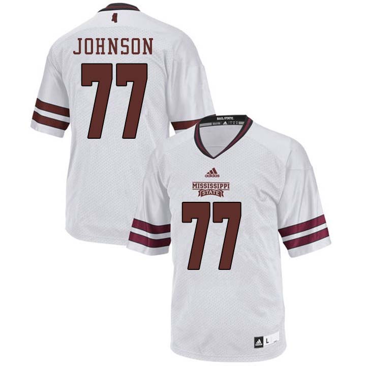 Men #77 Jawon Johnson Mississippi State Bulldogs College Football Jerseys Sale-White - Click Image to Close